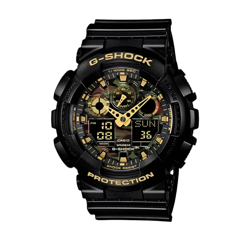 Montre de sport multifonctionnelle pour homme CASIO GA-100CF G-SHOCK Camouflage Series Cool Back Montre numérique étanche Compte à rebours Alarme