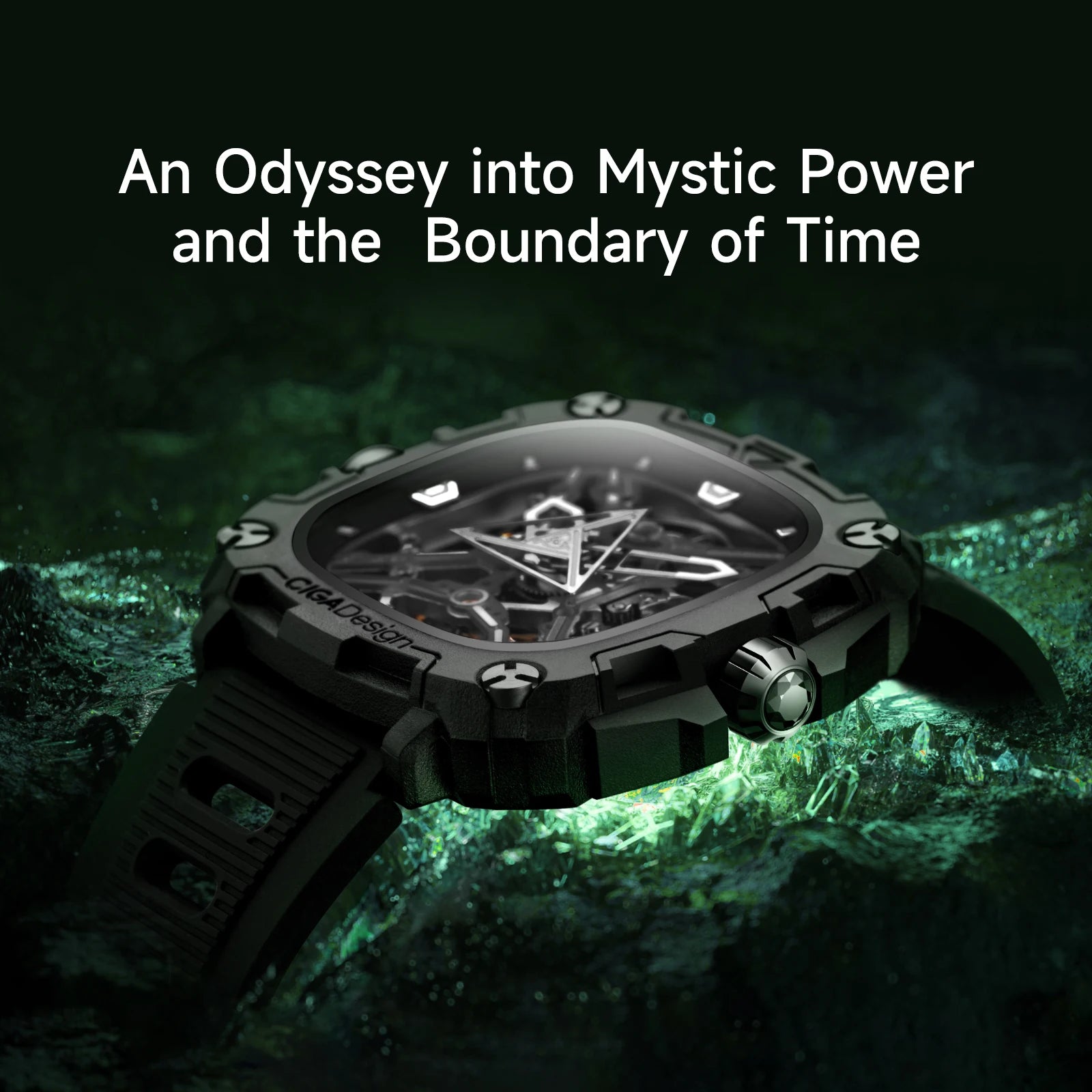 CIGA Design Series X Men's Watch: Eye of Horus Skeleton with Luminous Square Design.