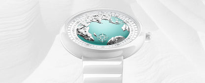 CIGA Design U Series Women's Watch: Blue Planet Ice Age Ceramic Strap.