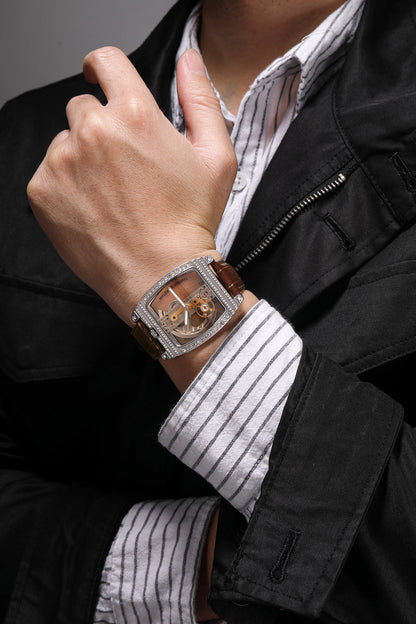 New Fully automatic Tourbillon Men's Mechanical Wrist Watch Luxury Frame Transparent 3D Hollow Dial Case Wrist Watch Men's Watch