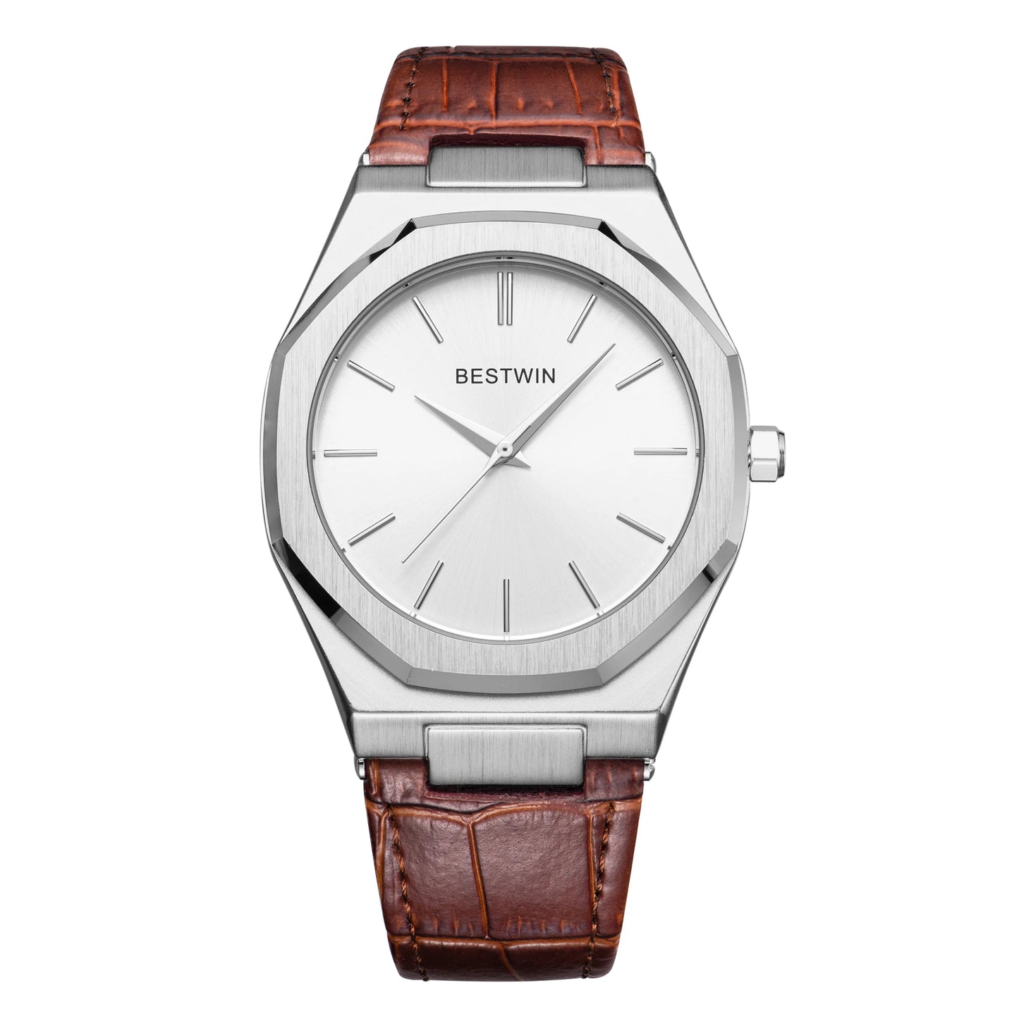 Top Brand New Watch Fashion Design Leisure Business Silver Blue Leather 3ATM Waterproof Quartz Mens Watch Reloj Hombre.