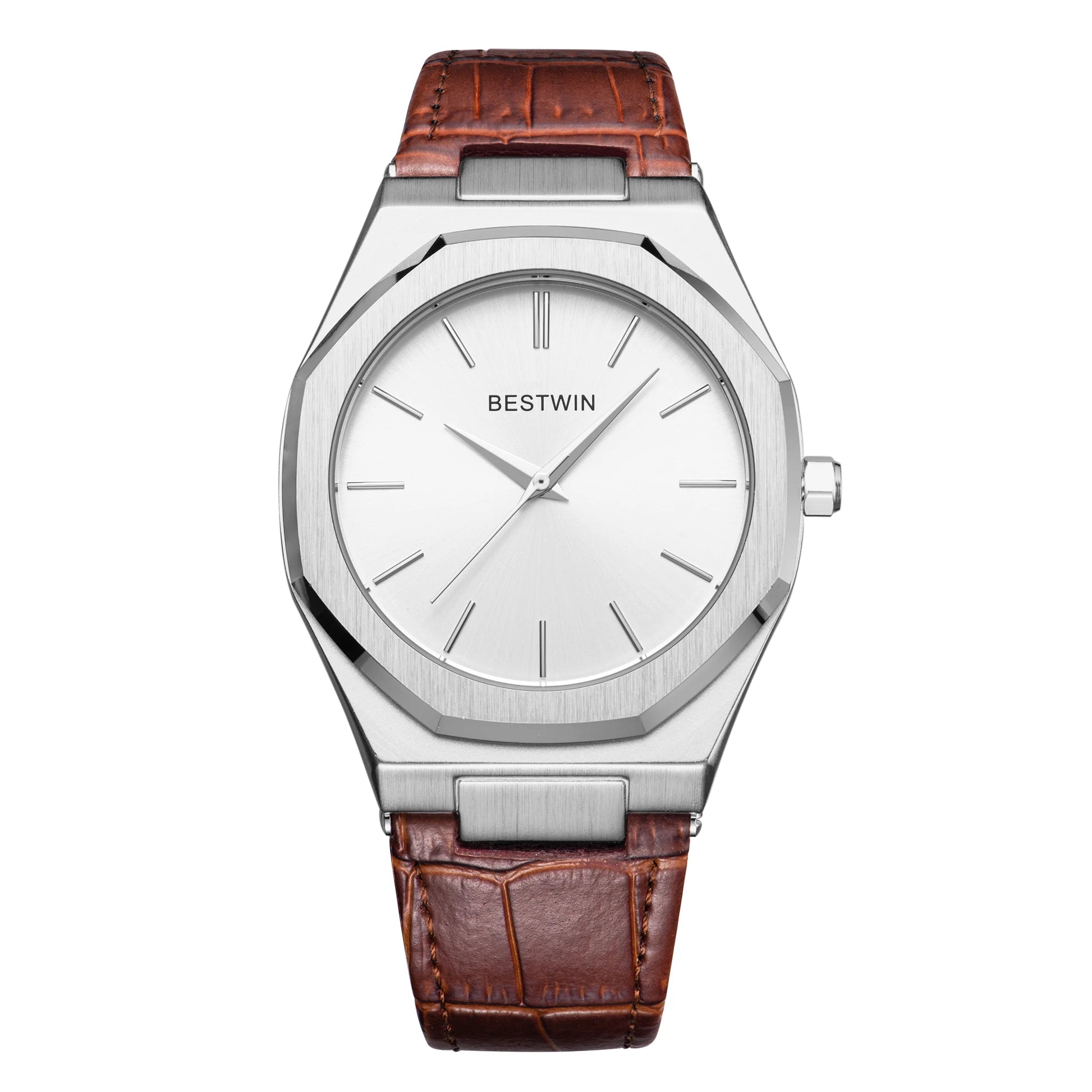 Top Brand New Watch Fashion Design Leisure Business Silver Blue Leather 3ATM Waterproof Quartz Mens Watch Reloj Hombre.