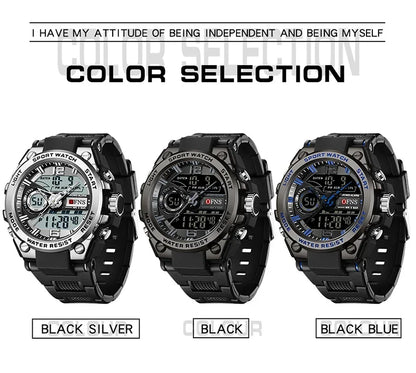 OFNS Top 6092 New Fashion Men's Sports Watch Military Waterproof Quartz Electronic LED Digital Men's Sports Quartz Watch 2024
