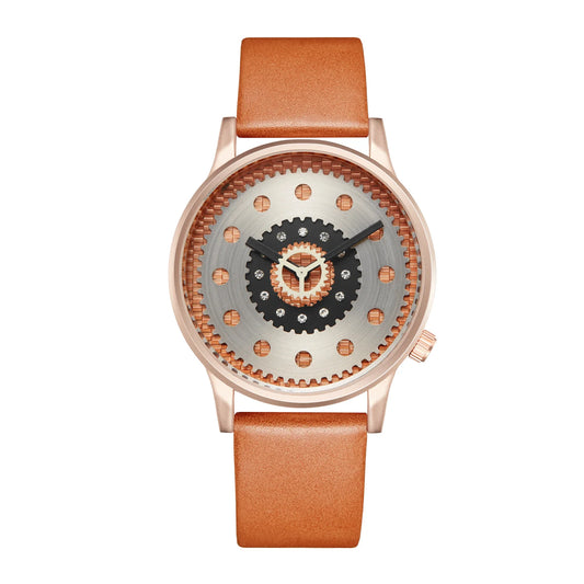 New Reef Luxury Gear Quartz Watches for Men Genuine Leather Strap Skeleton Watches Relogio Masculino Top 2023.