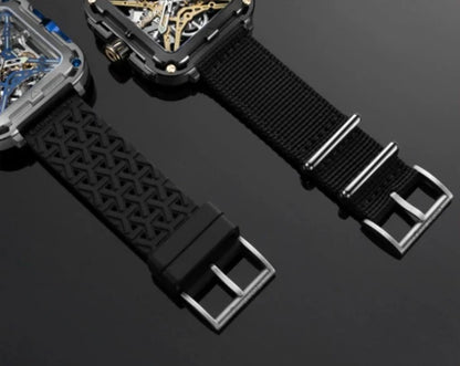 CIGA Design X Series Men's Watch: Titanium Gold Skeleton with Two Straps.