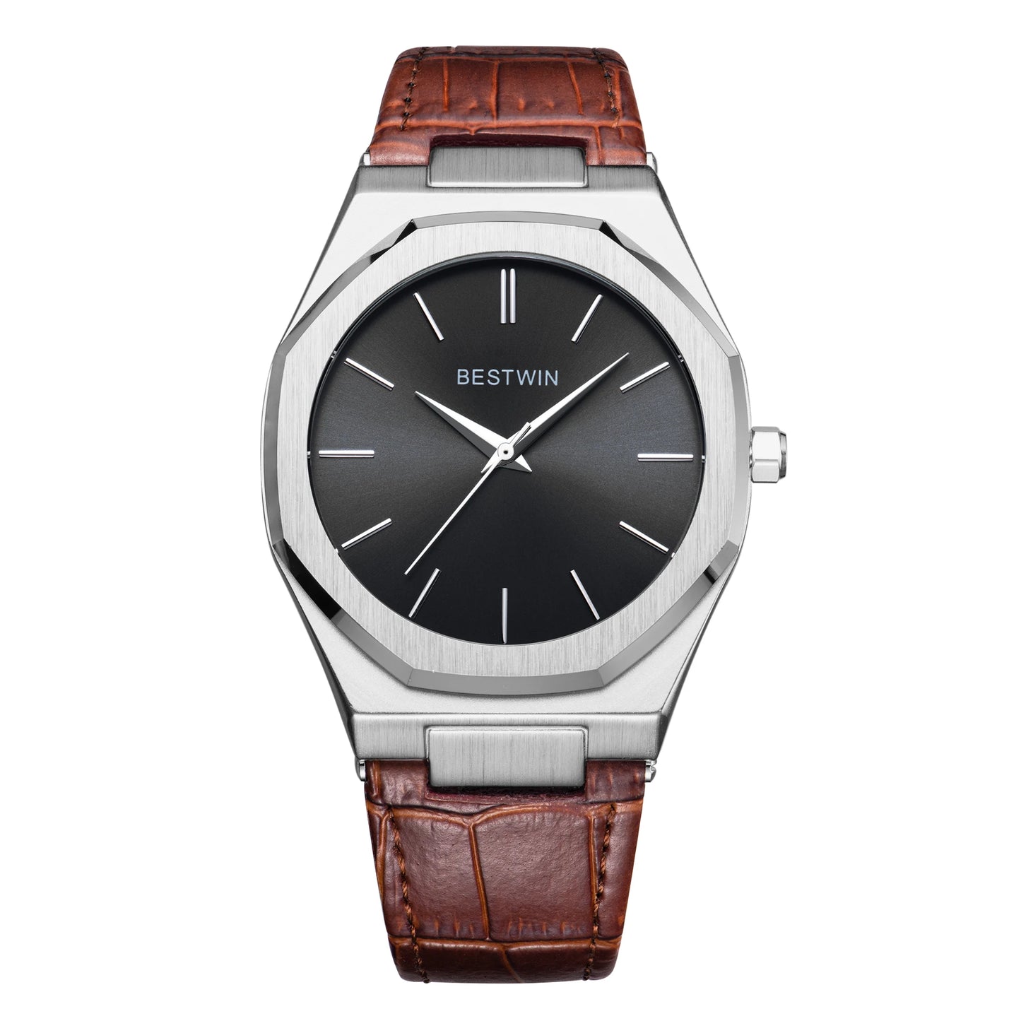 Top Brand New Watch Fashion Design Leisure Business Silver Blue Leather 3ATM Waterproof Quartz Mens Watch Reloj Hombre.