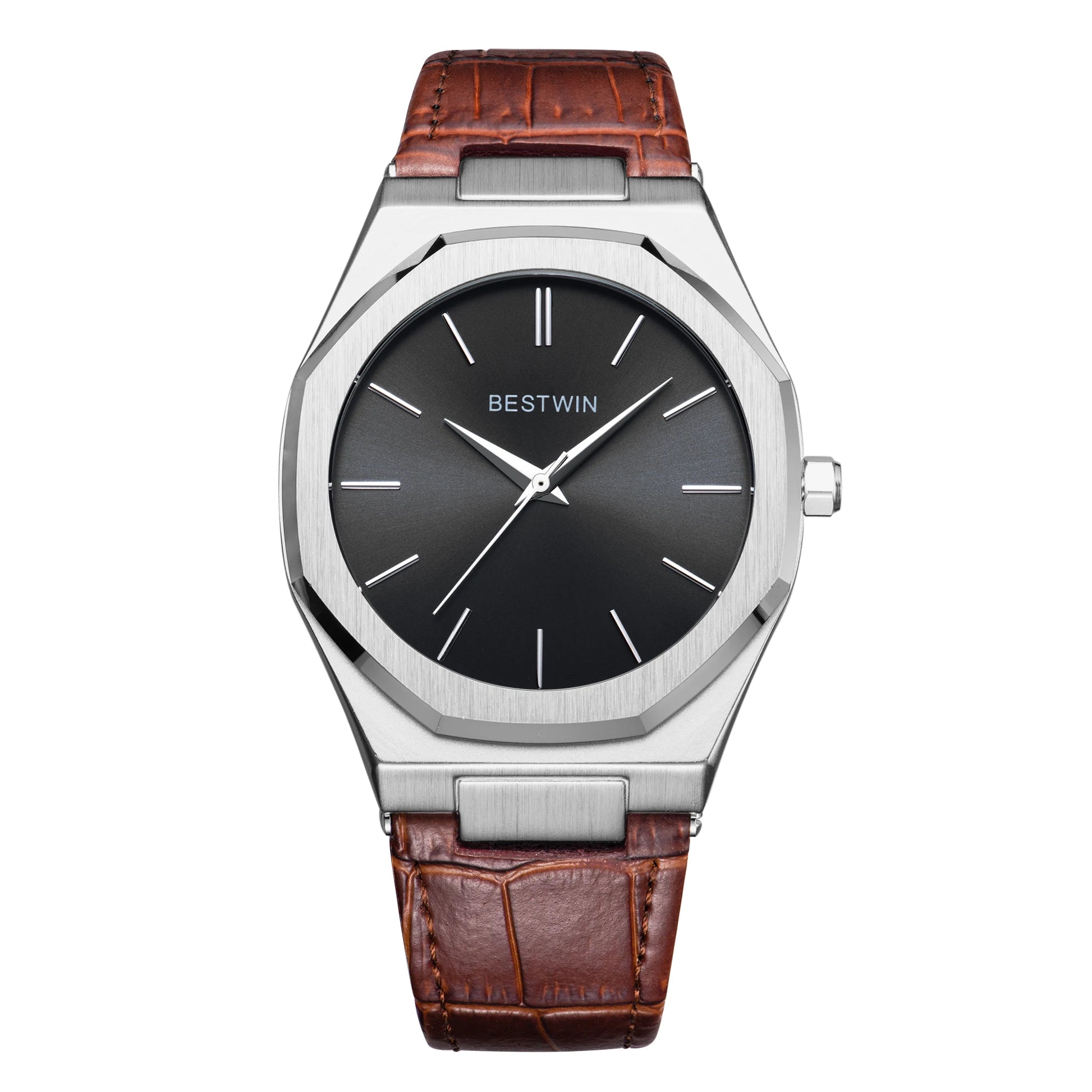 Top Brand New Watch Fashion Design Leisure Business Silver Blue Leather 3ATM Waterproof Quartz Mens Watch Reloj Hombre.