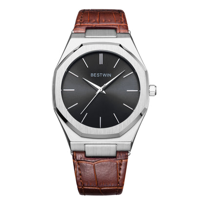 Top Brand New Watch Fashion Design Leisure Business Silver Blue Leather 3ATM Waterproof Quartz Mens Watch Reloj Hombre.