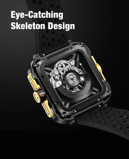 CIGA Design X Series Men's Watch: Titanium Gold Skeleton with Two Straps.
