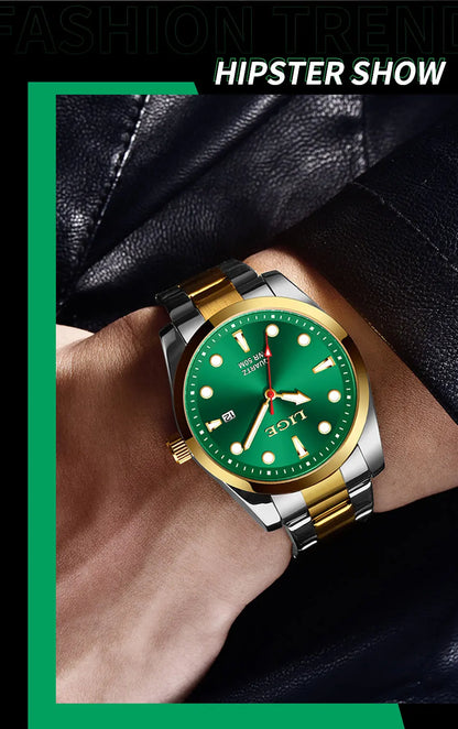 LIGE Mens Watches 5ATM Sports Waterproof Quartz Wristwatch Luminous Clock Ultra Thin Date Watch for Men Relogio Masculino+Box