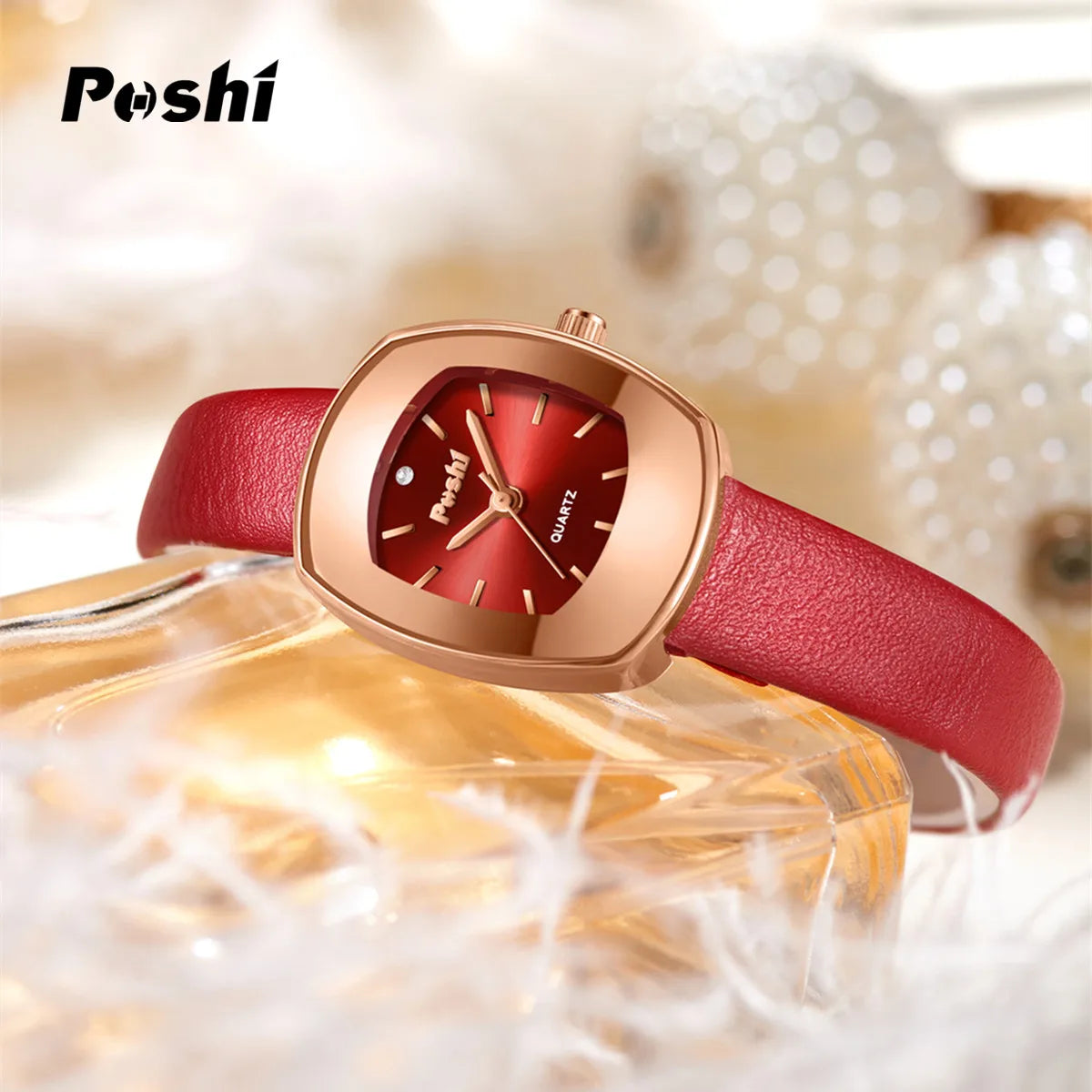 POSHI Original Quartz Watch for Women Fashion Casual Ladies Wristwatch Leather Strap Women's Watches Gift reloj para mujer