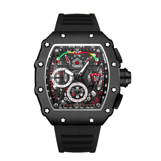 UTHAI Men's Watch: Samurai Black Sports Automatic with Glow Design