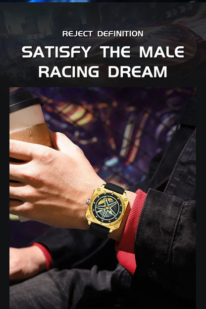 OFNS brand 8017 new fashionable and trendy men's quartz watch silicone square pentagram men's and women's wristwatch
