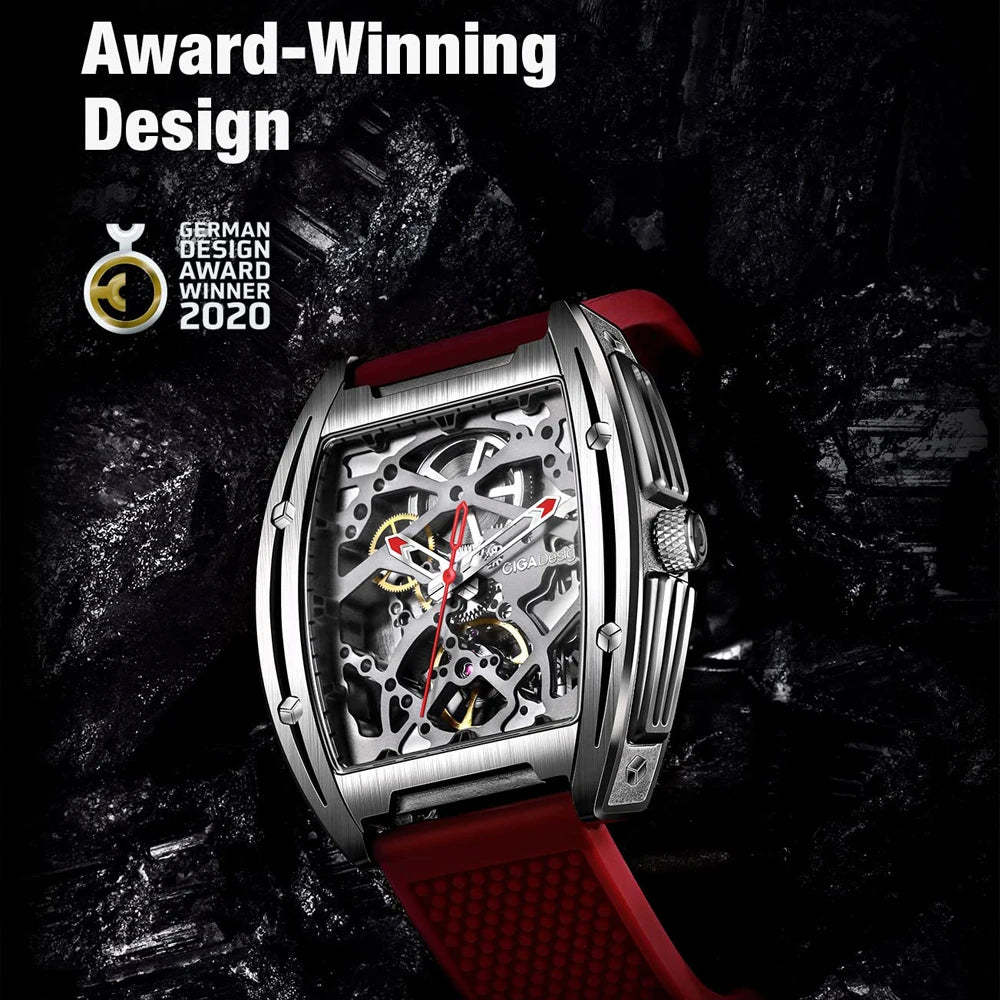 CIGA Design Z Series Men's Watch: Skeleton Automatic with Sapphire Crystal & 2 Straps.