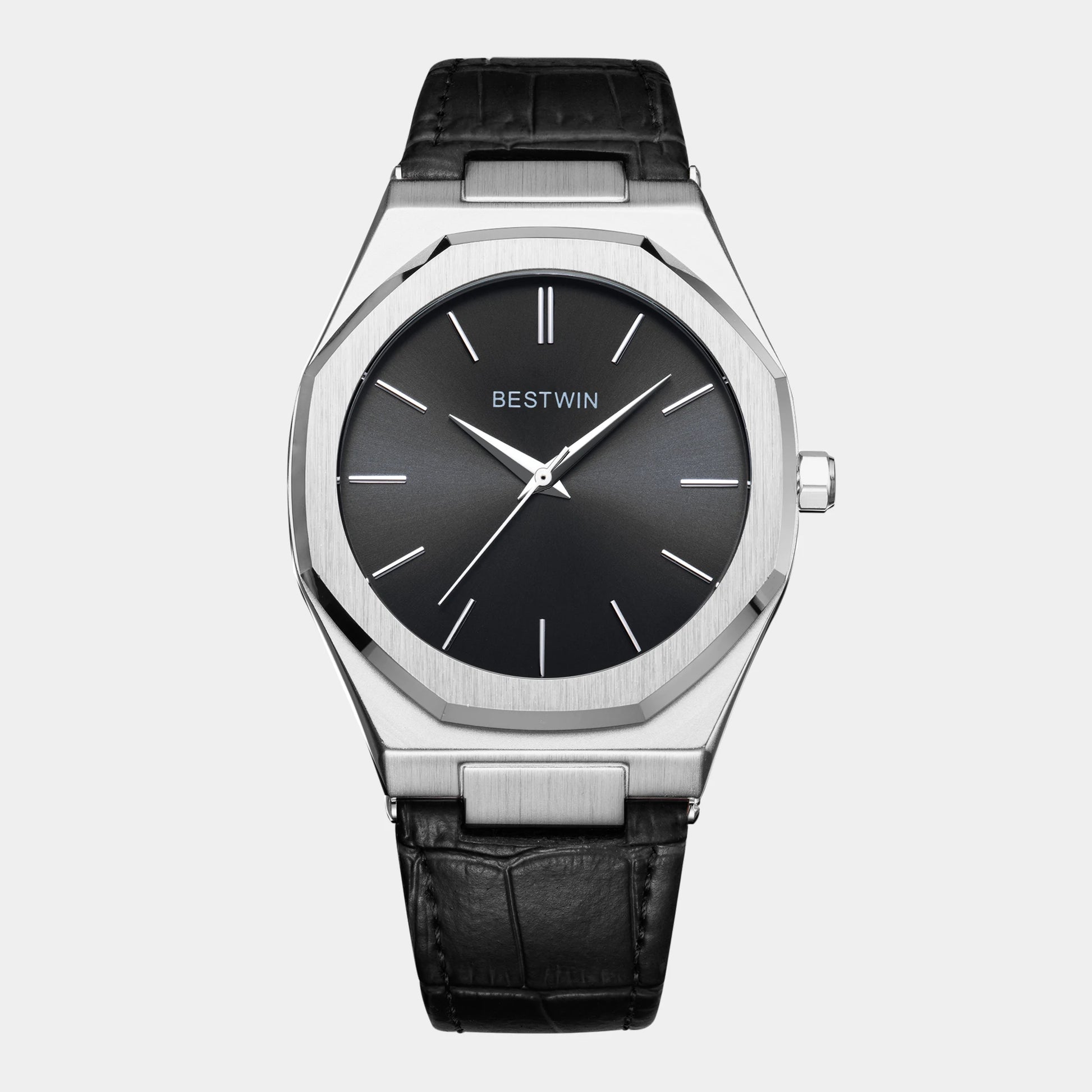 Top Brand New Watch Fashion Design Leisure Business Silver Blue Leather 3ATM Waterproof Quartz Mens Watch Reloj Hombre.