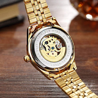 Top Brand Luxury Watches Men Hollow Automatic Golden Skeleton Mechanical Watch Waterproof Men watch.