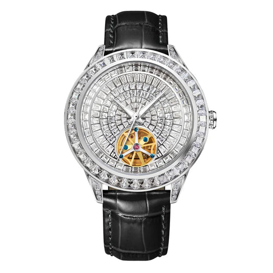 Haemmer Jacob&Co Men's Watch: Diamond Tourbillon with Leather Strap