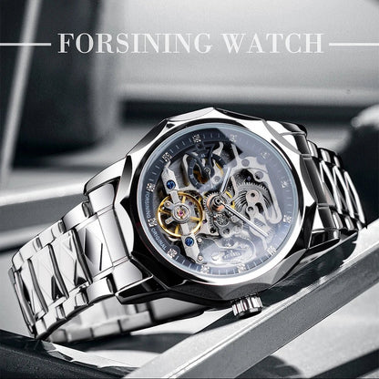 Forsining Skeleton Men's Mechanical Automatic Watch Tourbillion Hollow Design Waterproof Business Wristwatches Best Gift For Man