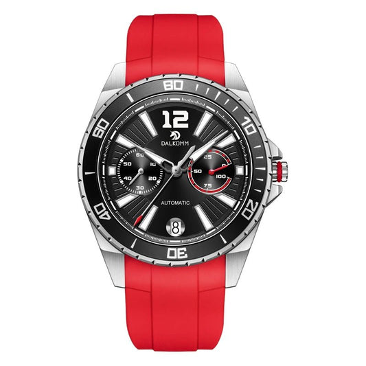 DALKOMM Men's Watch: Chronograph with Luminous Rubber Strap & Date Display