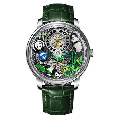 PINDU Men's Watch: Bamboo Panda Design with M2791B Movement