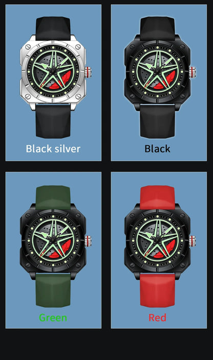 Montre à quartz pour homme de marque OFNS, modèle 8017, avec cadran rotatif en étoile à cinq branches, étanche et lumineuse