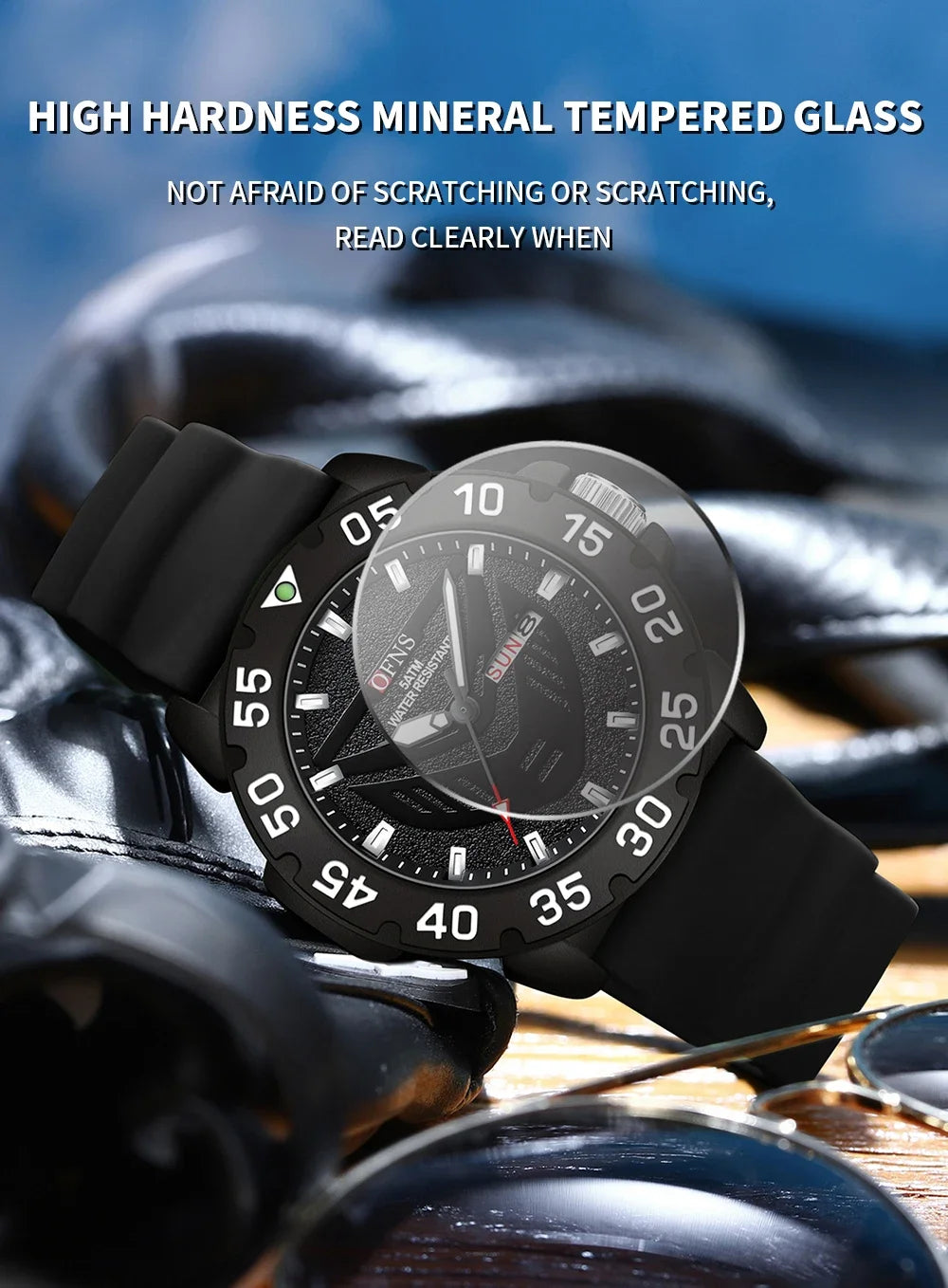 OFNS Brand 1308 New Top Luxury Fashion Men's Watch Night Glow Waterproof Calendar Quartz Watch Suitable for Men's Watch