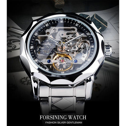 Forsining Skeleton Men's Mechanical Automatic Watch Tourbillion Hollow Design Waterproof Business Wristwatches Best Gift For Man