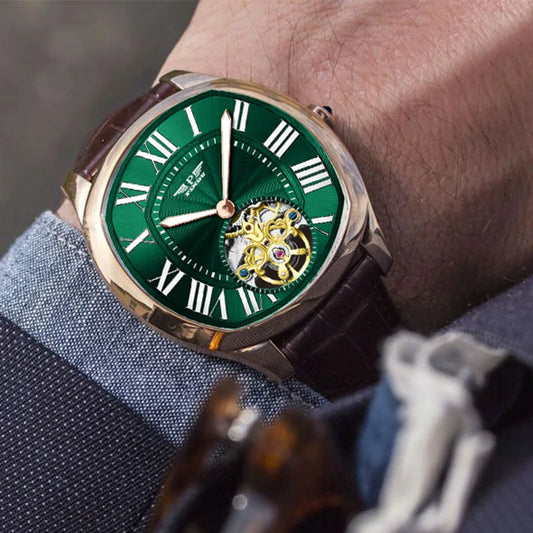 PINDU Men's Watch Mechanical Sports Design with Luminous Date Chronograph