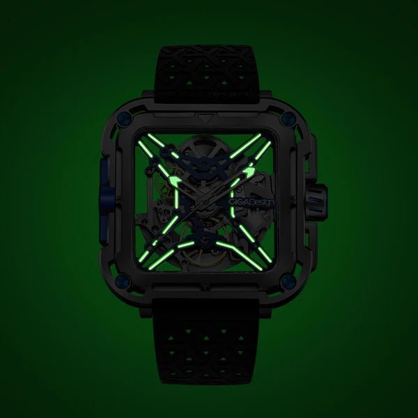 CIGA Design X Series Men's Watch: Titanium Gold Skeleton with Two Straps.