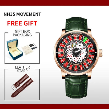 PINDU Men's Watch Poker Design Sapphire NH35 Movement
