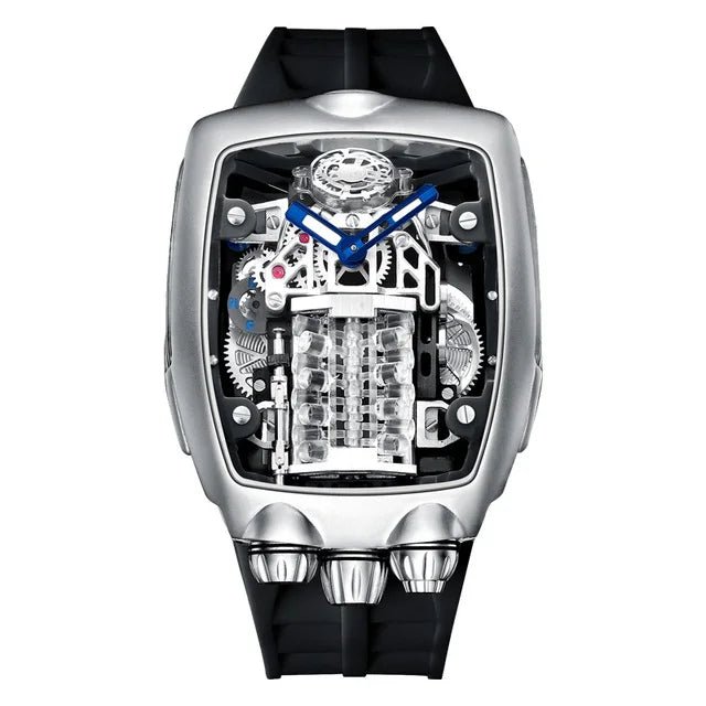 PINDU DESIGN Men's Watch: 16-Cylinder Skeleton NH05A Automatic Movement