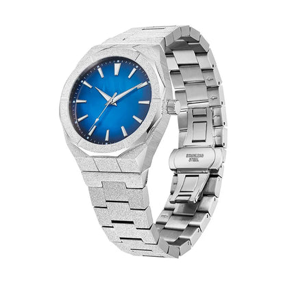 DIFFUL Matte Black Luxury Waterproof Luminous Hands Blue MOP Dial Frosted relogio masculino