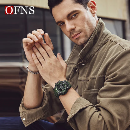 OFNS Brand Men's Digital Watch Military Sports Quartz Watch Top Luxury LED Waterproof Men's Quartz Electronic Watch 3133