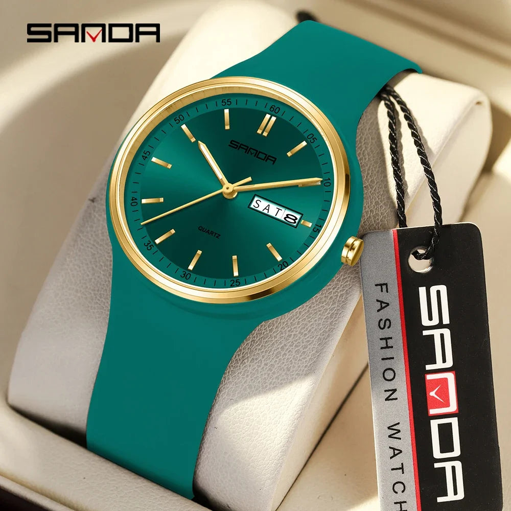 SANDA 6213 Fashion and Leisure Female Student Watch Simple Women's Watch Dual Calendar Elegant Female Student Quartz Watch