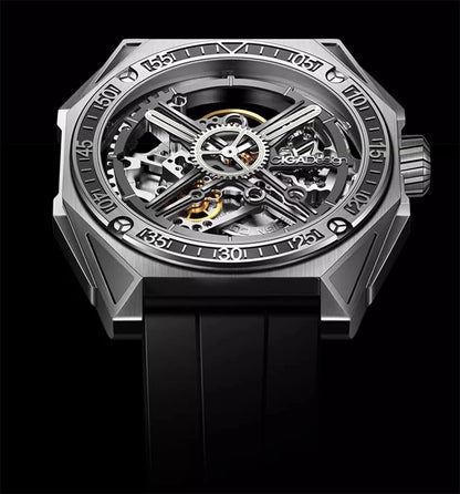 CIGA Design Men's Watch: 3-in-1 Titanium Skeleton with Fluororubber Strap.