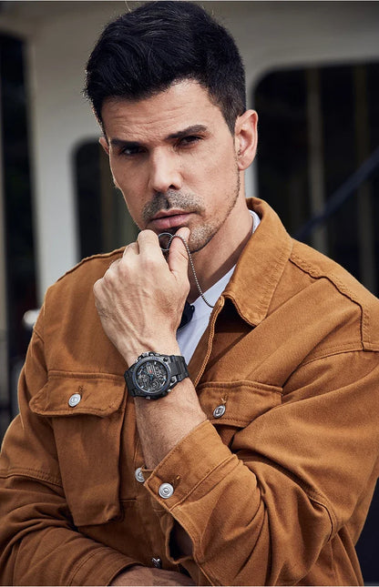 OFNS Top 6092 New Fashion Men's Sports Watch Military Waterproof Quartz Electronic LED Digital Men's Sports Quartz Watch 2024