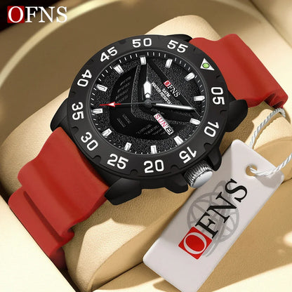 OFNS Brand 1308 New Top Luxury Fashion Men's Watch Night Glow Waterproof Calendar Quartz Watch Suitable for Men's Watch