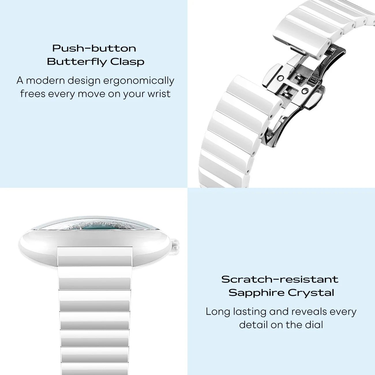 CIGA Design U Series Women's Watch: Blue Planet Ice Age Ceramic Strap.