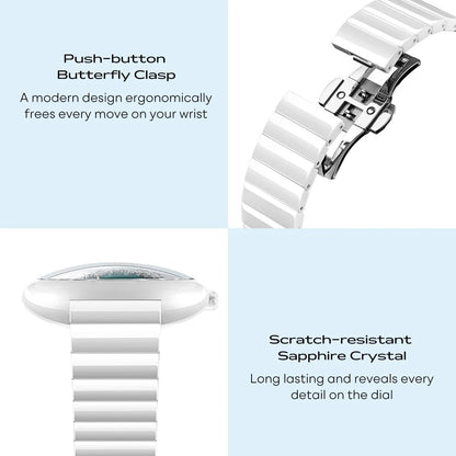 CIGA Design U Series Women's Watch: Blue Planet Ice Age Ceramic Strap.