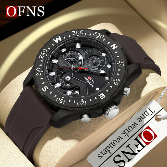 OFNS 1302 New Brand Electronic Quartz Watch Fashion Trend Men's Watch Calendar Cool Waterproof Men's Watch 2024