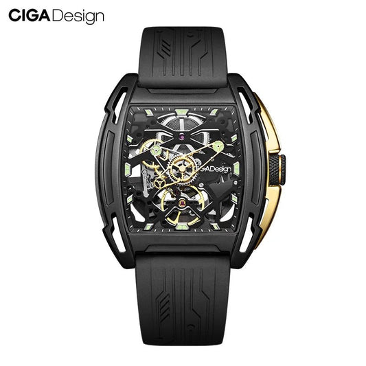 CIGA Design Z Series Men's Watch: Black Skeleton with Luminous Design & Sapphire Crystal