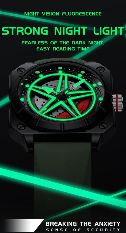 OFNS brand 8017 new fashionable and trendy men's quartz watch silicone square pentagram men's and women's wristwatch