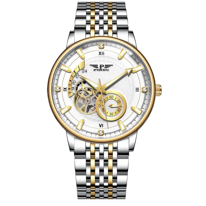 PINDU Men's Watch Stainless Steel Grey Design with Night Glow Feature