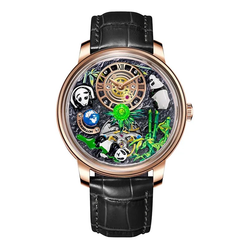 PINDU Men's Watch: Bamboo Panda Design with M2791B Movement