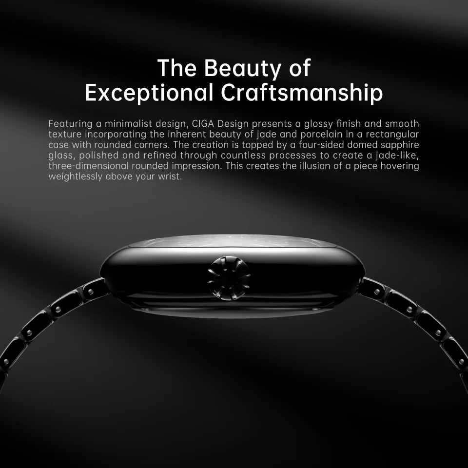CIGA Design Y Series Watch: Eastern Jade Black Skeleton with Luminous Ceramic Case.