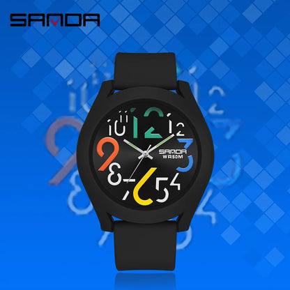 Sanda Men'S Watch Silicone Strap Waterproof Watch Creative Simple Girls 'Watch 2023 New Fashion White Casual Quartz Clock 9021