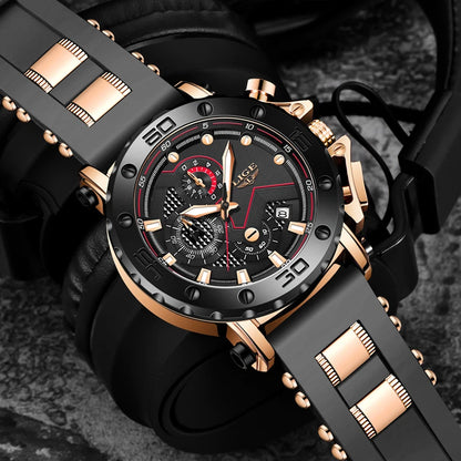Relogio Masculino LIGE Fashion Men Watch Top Brand Luxury Sports Silicone Big Dial Quartz Wristwatch Chronograph Date Clock Male
