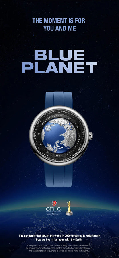 CIGA Design Blue Planet Men's Watch: Luxury Automatic with Steel/Titanium Case.
