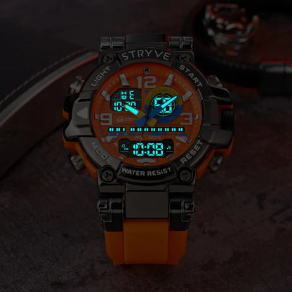 New STRYVE Watch for Men's Digital-Analog Dual Movement Calendar Luminous Waterproof Watches Fashion Sports Men's Watch 8025