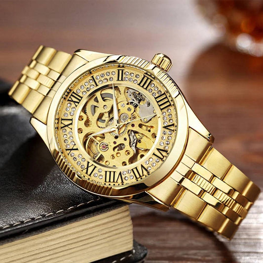 Top Brand Luxury Watches Men Hollow Automatic Golden Skeleton Mechanical Watch Waterproof Men watch.